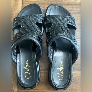 Cole Haan Black Woven Sandals Slip-On